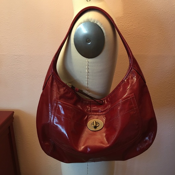 Coach Handbags - vintage coach red patten leather hobo